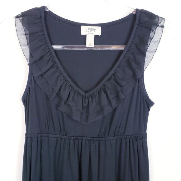 LOFT  Little Black Dress Chiffon Trim Feminine V-neck Size XSP or Girls Large - Picture 5 of 8